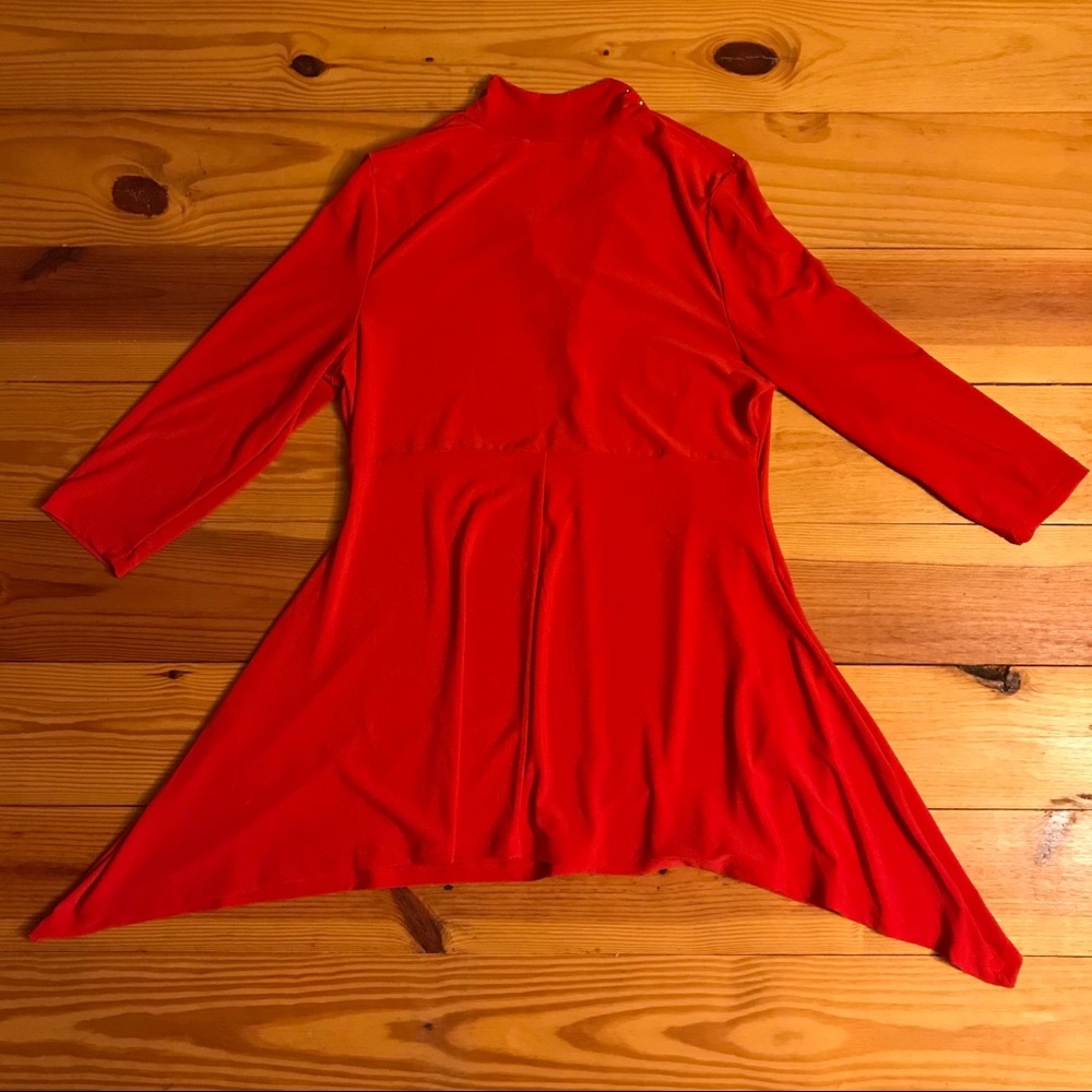๐ธ5/$30๐ธ Chaus Red Rhinestone Asymmetrical Top, EUC, S - Picture 9 of 13